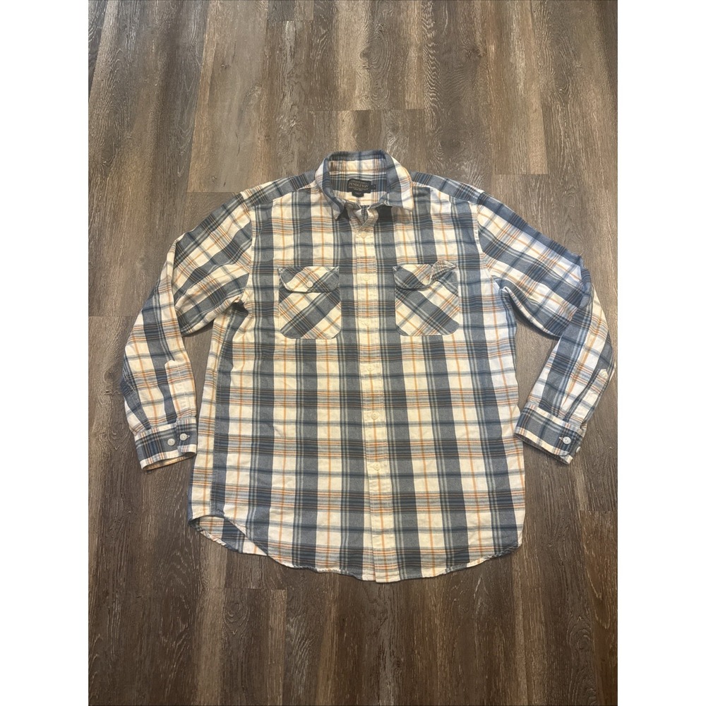 Pendleton Mens L Plaid Flannel Long Sleeve Shirt Double Pocket